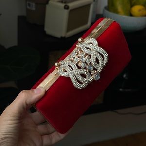 Velvet Diamond Red Clutch